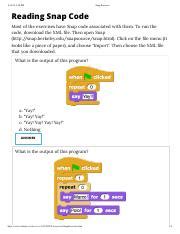 Snap .pdf - 8/14/22 5:48 PM Snap Exercises Reading Snap Code Most of ...