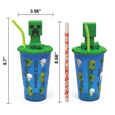 Zak Designs Minecraft Creeper Funtastic Kids Cup Includes 2 Reusable ...