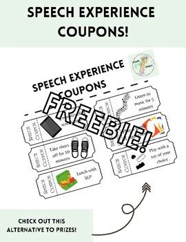 Speech Experience Coupons FREEBIE by Stand Tall Speech | TPT