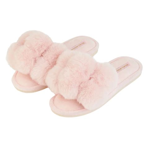 Annabel Trends Cosy Luxe Pom Pom Slippers Pink Quartz Medium to Large ...