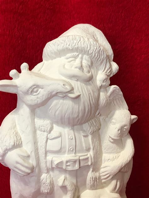 Ready to Paint - DIY Ceramic Santa Figurine - Bisque Wildlife Santa ...