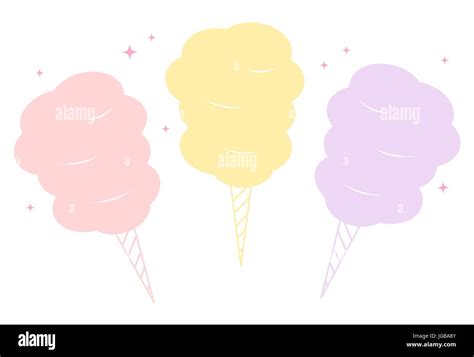 cute colorful cartoon sweet cotton candy set vector illustration Stock ...