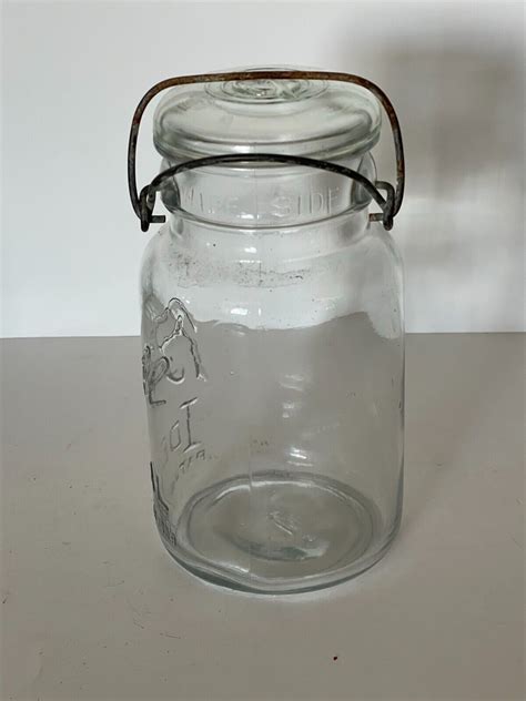 Vintage Ball Ideal Mason Quart Jar With Clear Glass Lid And Wire Bale ...