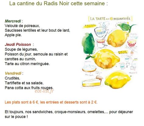 Le radis noir à Begles - menu en ligne