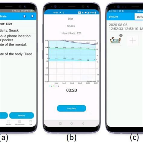 Health Mate application screenshot. a refers to the selection of ...