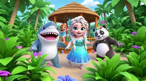 Elsa, Moana, Panda & Baby Shark 🐼🦈 ️🌴 | Jungle Playground Adventure ...