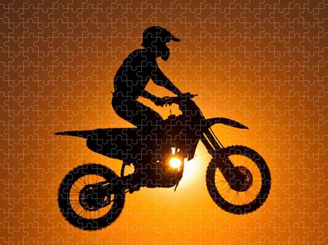 Silhouette Of Motocross At Sunset Jigsaw Puzzle by Shahbaz Hussain's ...