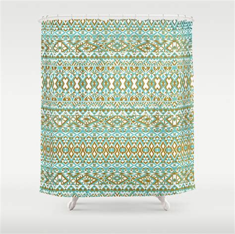 Mint and Gold Aztec Shower Curtain Aztec & Tribal Design | Etsy