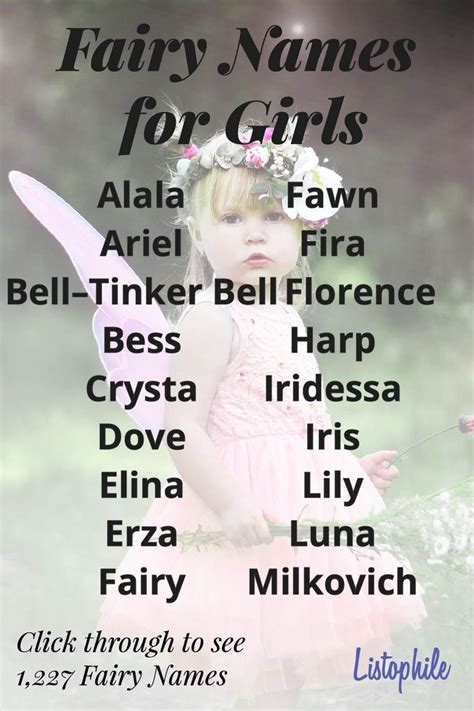 Fairy Names for Girls | Fairy names, Best character names, Name inspiration