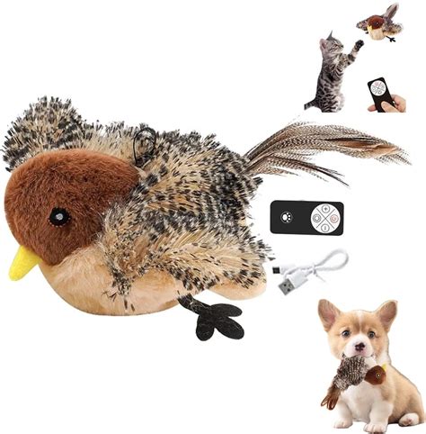 Realistic Cat Toys, Rechargeable Interactive Flappy Bird, Flapping Bird ...