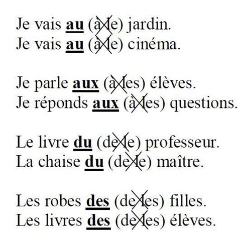 Слитные артикли во французском языке таблица с примерами