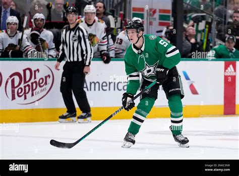 Dallas Stars defenseman Nils Lundkvist prepares to make a pass during ...