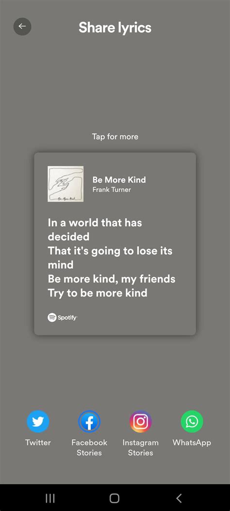 Spotify allows now to share lyrics snippets in your stories : r/truespotify