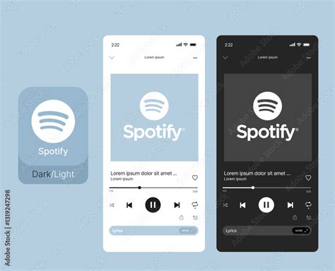 Spotify interface template. Spotify cover songs mockup. social network ...