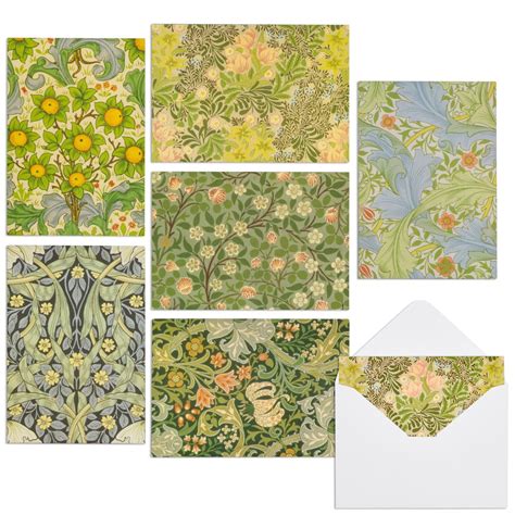 36-Pack Stationery Cards and Envelopes, William Morris Floral Pattern ...