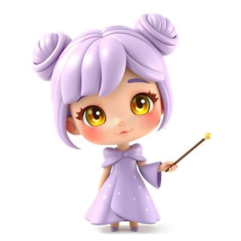 Adorable 3D Render of a Cute Lavender-Haired Fairy Girl with a Magic ...