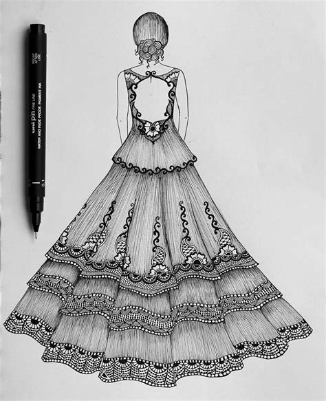 Dress drawing inspired by lace patterns. | Fashion drawing, Dress ...