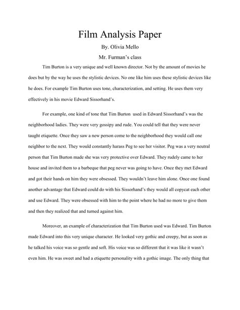 Film Analysis Paper - olivias
