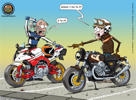 Scambio Generazionale | Biker art, Motorcycle artwork, Motorcycle humor
