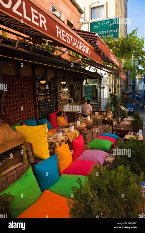 Trendy restaurant with colourful cushions in Sultanahmet, Istanbul ...