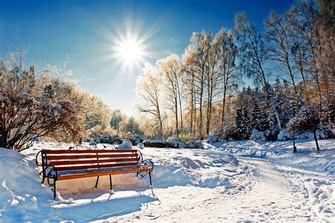 Fonds d'ecran 2400x1600 Saison Hiver Parc Neige Arbres Banc Soleil ...