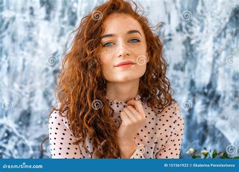Portrait of a Beautiful Red-haired Girl with a Happy Expression Stock ...