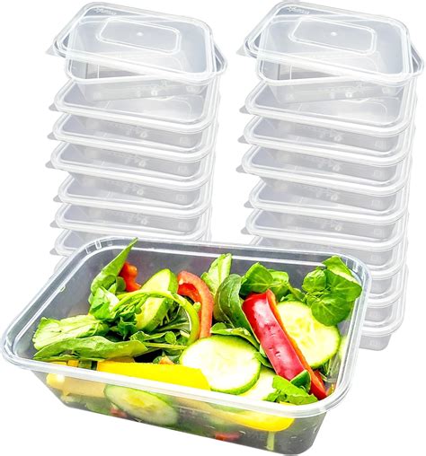 20 Pack Plastic Food Containers with Lids - Meal Prep Takeaway ...