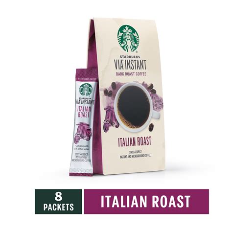 Starbucks VIA Italian Roast Instant Coffee Packets, Dark Roast, 100% ...