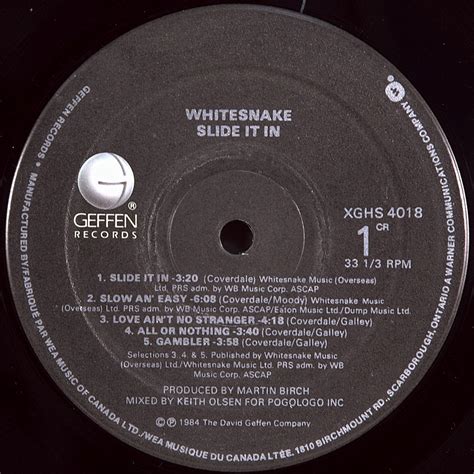 WHITESNAKE - SLIDE IT IN - (LP) Виниловая пластинка 12