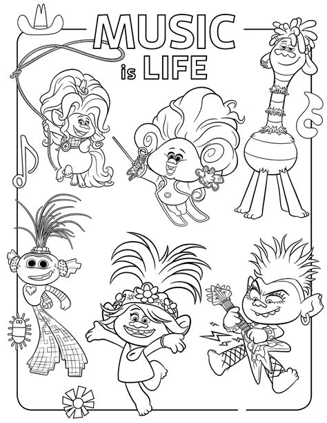 Trolls World Tour Coloring Pages. Print for Free New Trolls