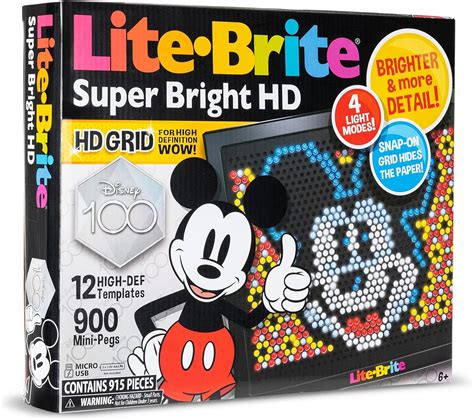 Lite Brite Super Bright HD, Disney Edition - Creative Retro Light-Up Screen – Educational Play for Children, Enhances Creativity, Gift for Boys and Girls Ages 6+