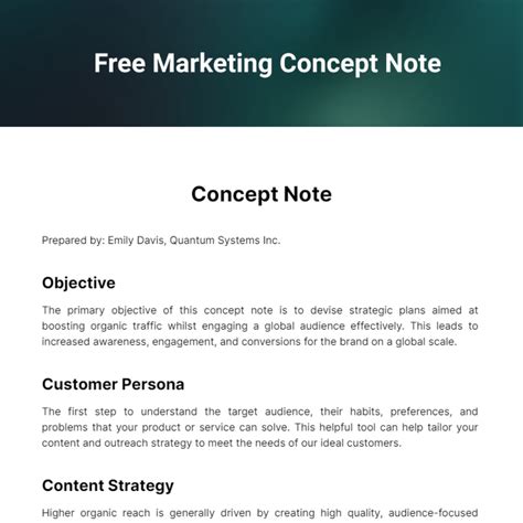 Free Marketing Concept Note Template to Edit Online