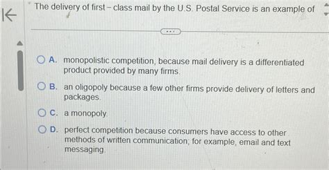 Solved The delivery of first - ﻿class mail by the U.S. | Chegg.com