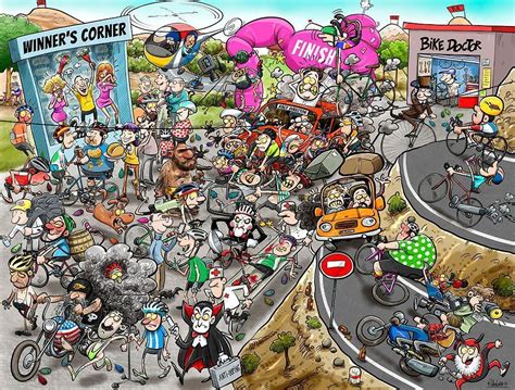 Chaos at the Cycling Tournament - No.12 1000 or 500 Piece Jigsaw Puzzl ...