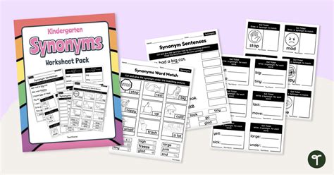 Kindergarten Synonyms Worksheets | Teach Starter