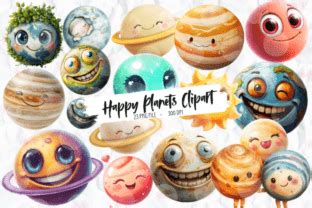 Happy Planets Clipart Graphic by Markicha Art · Creative Fabrica