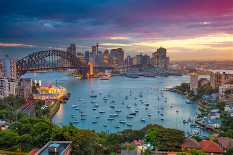 Sydney Harbour Glow: Lavender Bay and Iconic Bridge in HD Wallpaper