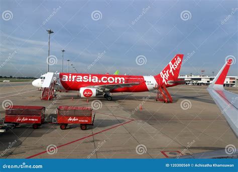 The Plane of Thai Airasia, Airbus A320 is Parked on the Parking Lot and ...