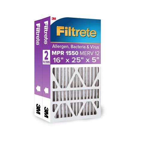 Filtrete 16x25x5 HVAC Furnace Air Filter, MPR 1550 MERV 12, Ultra ...