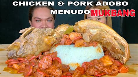 CHICKEN AND PORK ADOBO x MENUDO MUKBANG | MUKBANG PHILIPPINES ...