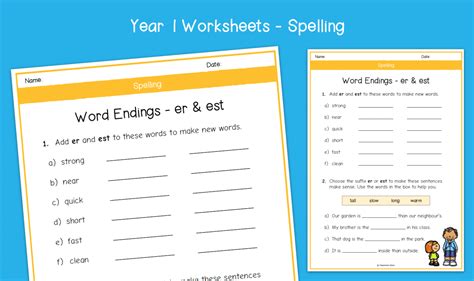 Year 1 | Word Endings in 'er' and 'est' Worksheets | KS1 Spelling ...