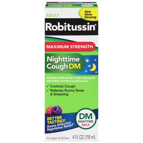 Robitussin Adult Maximum Strength Nighttime Cough DM Max Liquid 4 fl ...