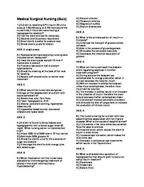 Medical Surgical Nursing Quiz - PDFCOFFEE.COM