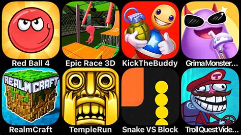 Red Ball 4, Epic Race 3D, Kick The Buddy, Grimace Monster, RealmCraft ...
