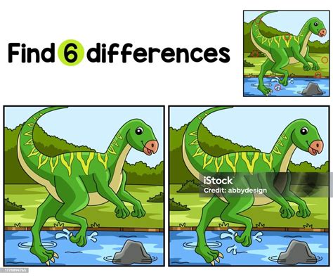 Dinosaure Qantassaurus Trouver Les Différences Vecteurs libres de ...