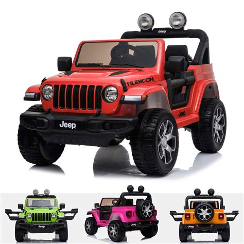 Licensed Jeep Wrangler Rubicon Kids Ride On Car - 12V 2WD Red
