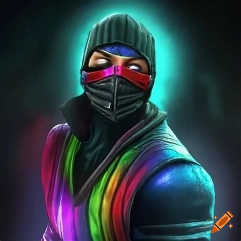 Character artwork of a rainbow ninja on Craiyon