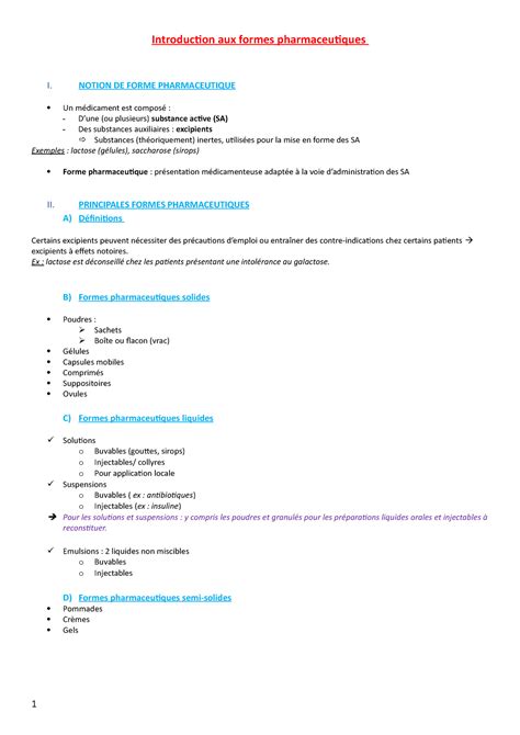 Introduction aux formes pharmaceutiques - NOTION DE FORME ...