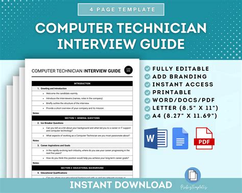 Computer Technician Interview Guide Template | ProBizTemplates