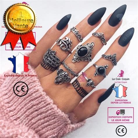 LCC® Bague argent femme pas cher pierre de lune large phalanges ...